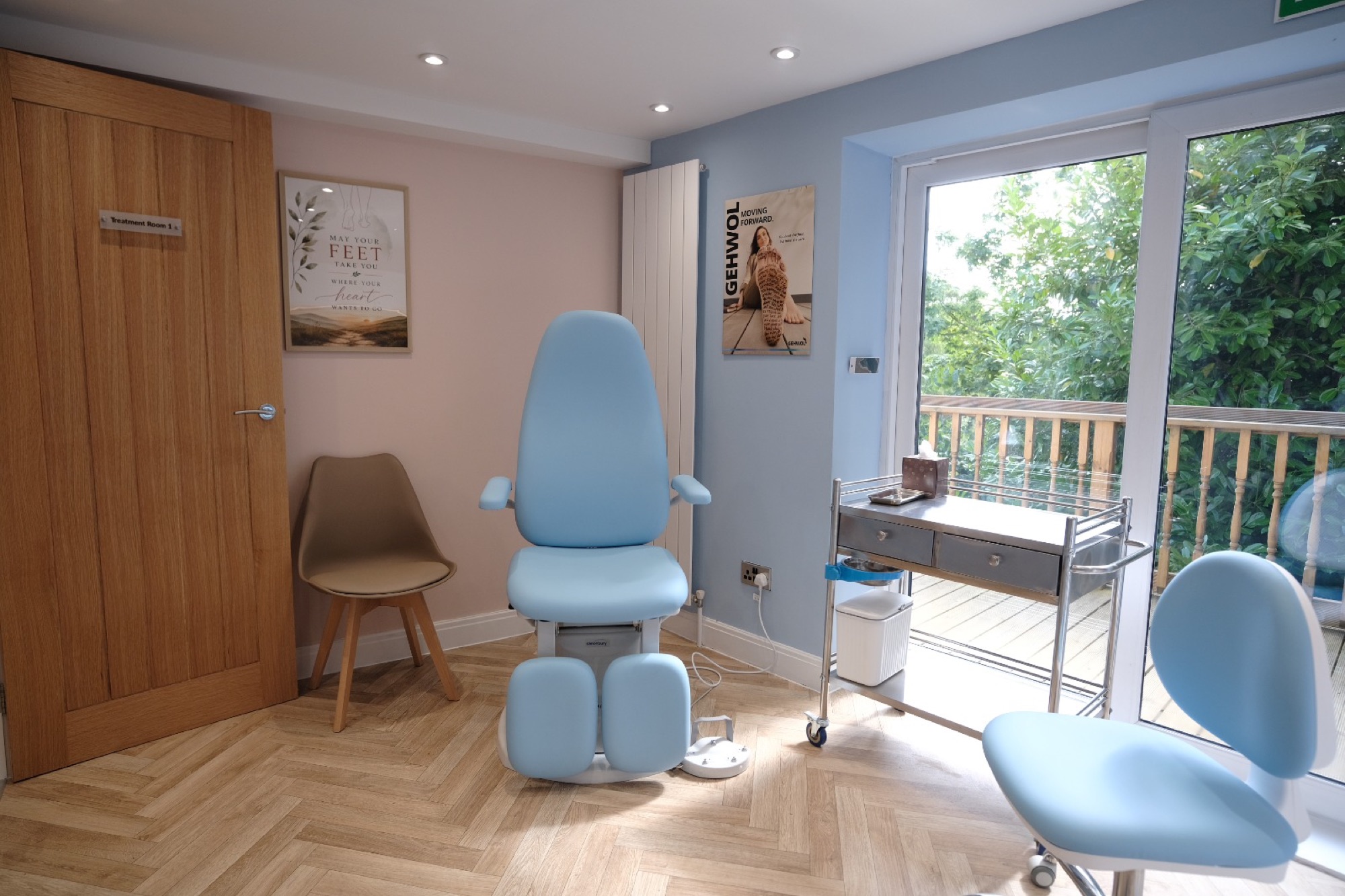 Treatment room with podiatry chair